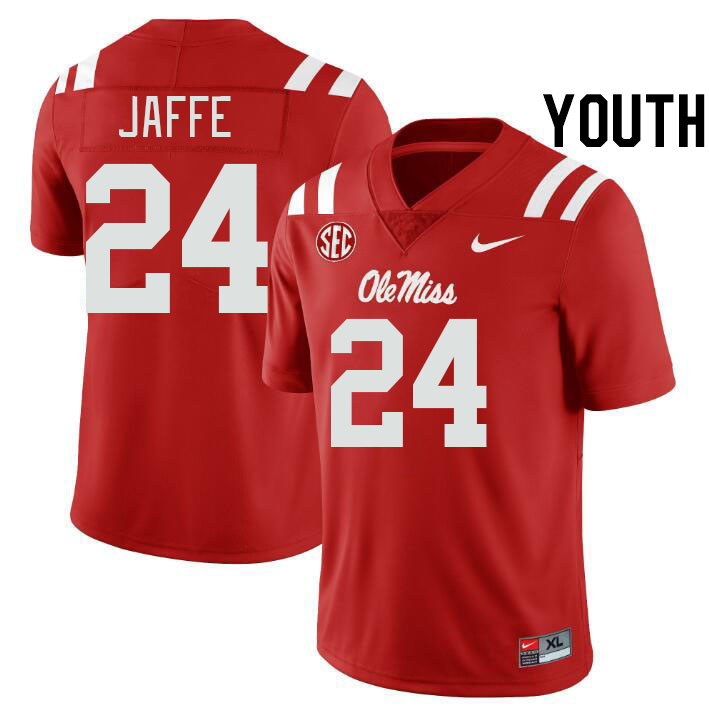 Youth #24 Andy Jaffe Ole Miss Rebels College Football Jerseys Stitched-Red